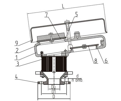 Схема устройства дыхательного клапана КДМ-50
